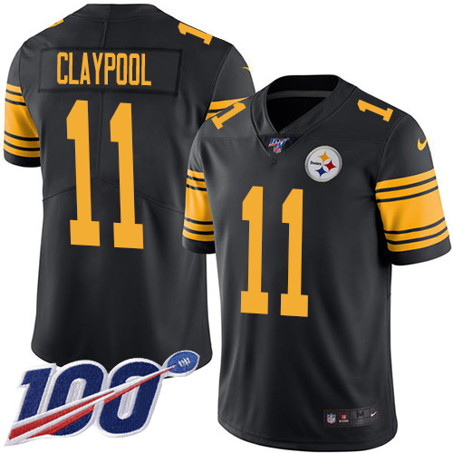 Pittsburgh Steelers 11 Chase Claypool Black Men Stitched NFL Limited Rush 100th Season Jersey